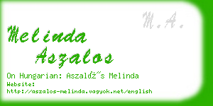 melinda aszalos business card
